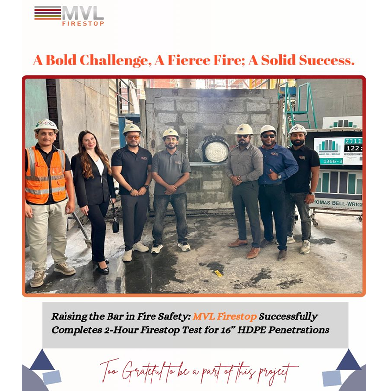 MVL Firestop Completes 2-Hour Firestop Performance Test for 16-Inch HDPE Pipe